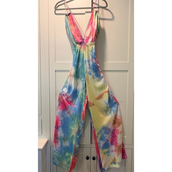 Rose & Olive Pants - Rose Velvet Tie-Dye Lightweight Boutique Jumpsuit